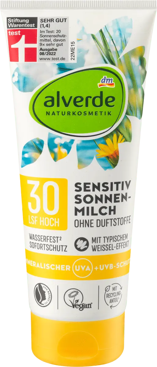 Солнцезащитное молочко для чувствительной кожи SPF 30 200 мл alverde NATURKOSMETIK
Солнцезащитное молочко для чувствительной кожи SPF 30 200 мл alverde NATURKOSMETIK