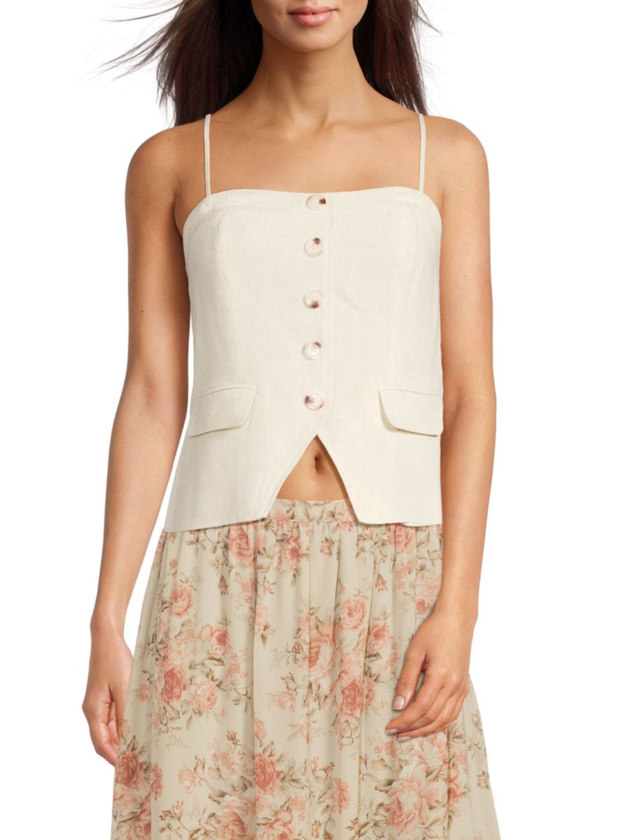 Топ на тонких бретельках из льняной смеси Walter Baker, цвет Oatmeal
Топ на тонких бретельках из льняной смеси Walter Baker, цвет Oatmeal