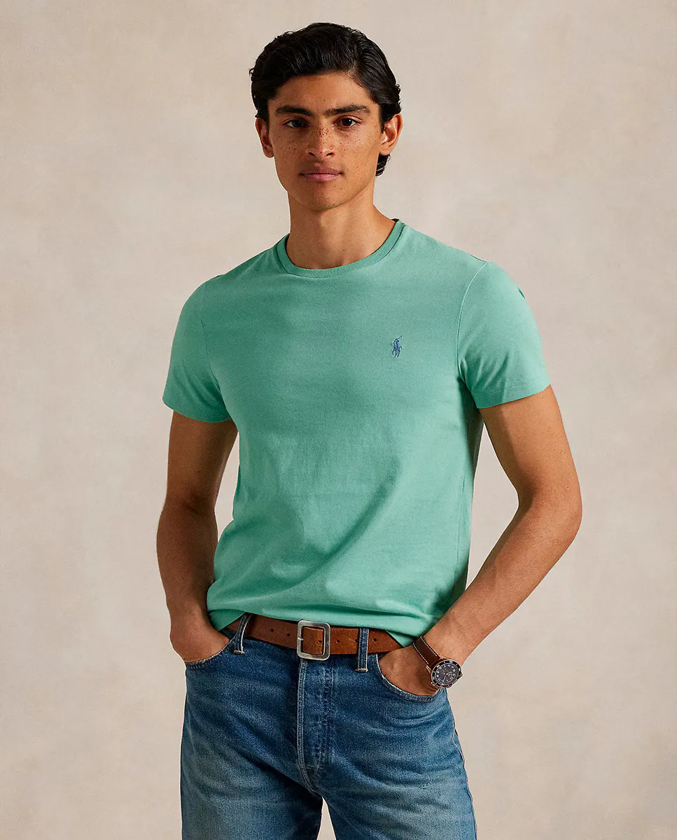 Мужская хлопковая футболка с вышитым логотипом Polo Ralph Lauren, цвет Verde Agua
Мужская хлопковая футболка с вышитым логотипом Polo Ralph Lauren, цвет Verde Agua