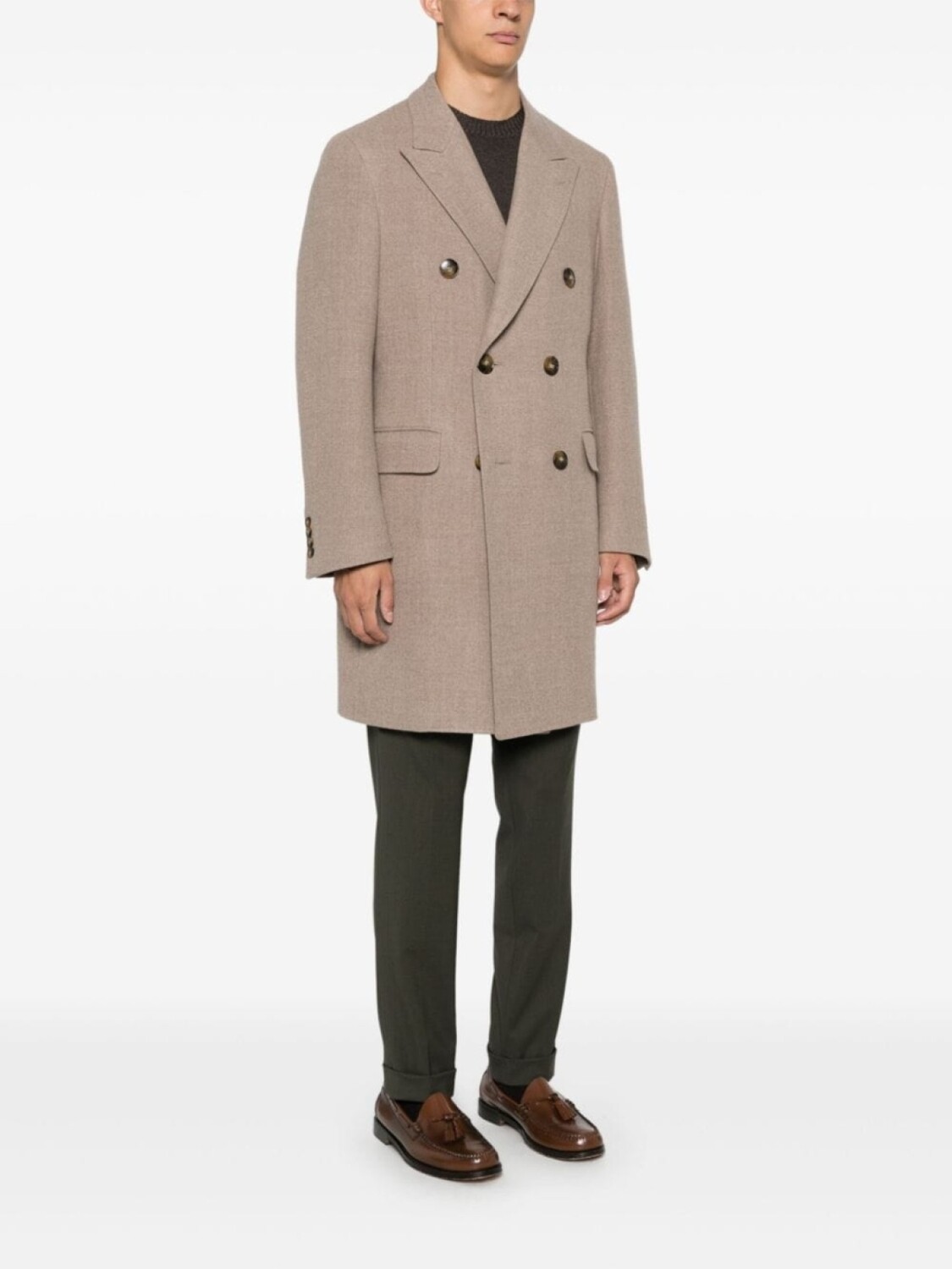 Canali двубортное пальто, нейтральный цвет 
Canali двубортное пальто, нейтральный цвет