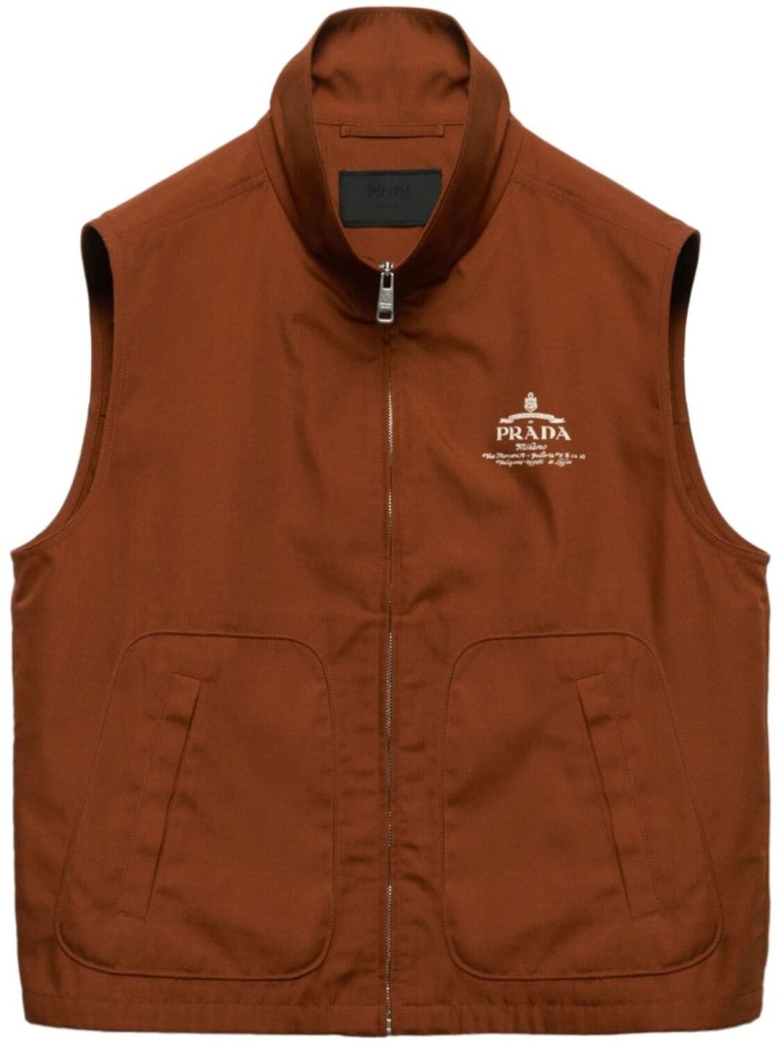 Prada жилет на молнии с логотипом, коричневый
Prada жилет на молнии с логотипом, коричневый