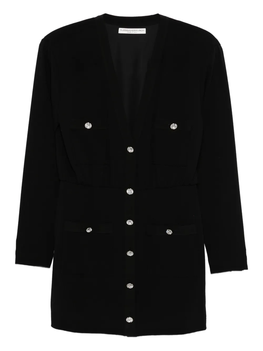 Платье с пуговицами-драгоценностями и множеством карманов Alessandra Rich, черный
Платье с пуговицами-драгоценностями и множеством карманов Alessandra Rich, черный