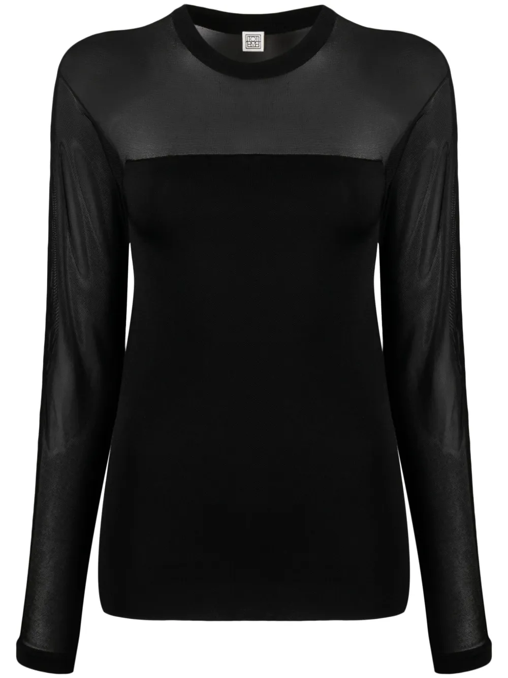 Полупрозрачный топ со вставками TOTEME, черный 
Полупрозрачный топ со вставками TOTEME, черный