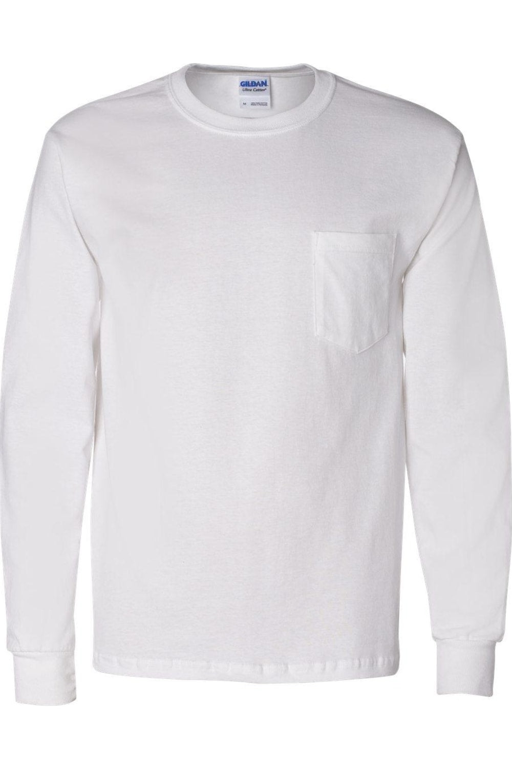 Футболка Gildan Ultra Cotton с длинными рукавами и карманом, белый 
Футболка Gildan Ultra Cotton с длинными рукавами и карманом, белый
