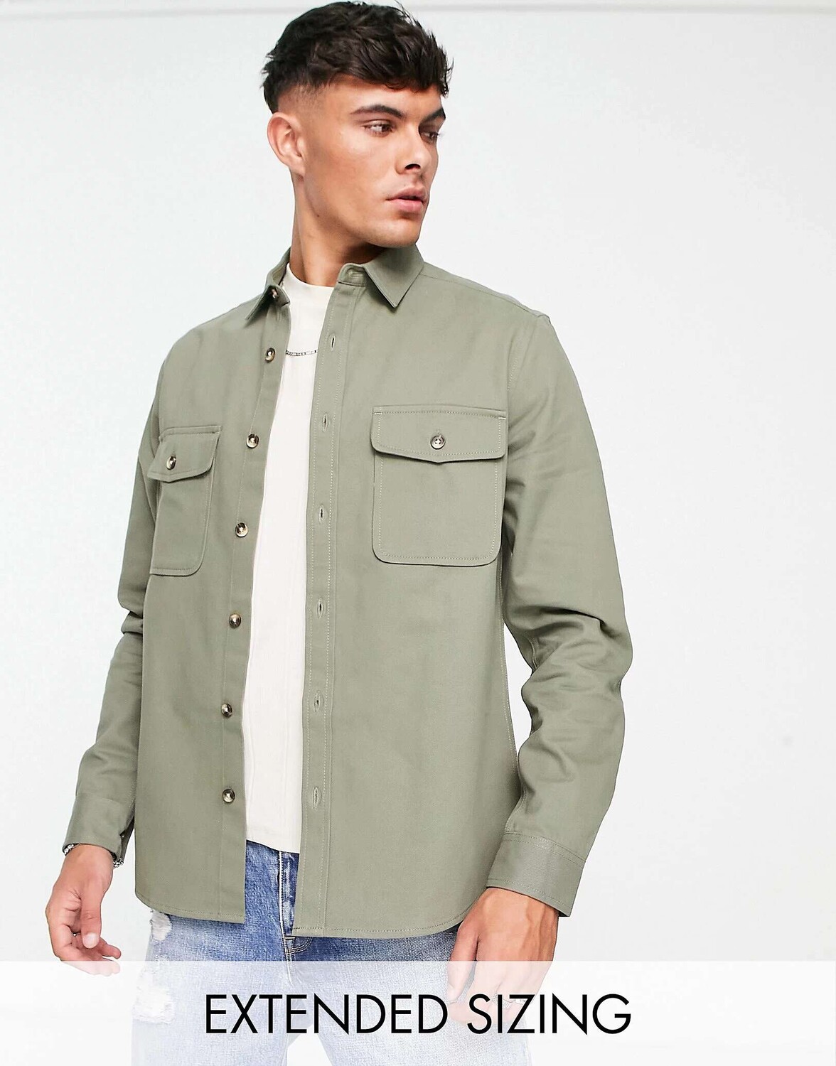 Хлопковая рубашка цвета хаки ASOS
Хлопковая рубашка цвета хаки ASOS