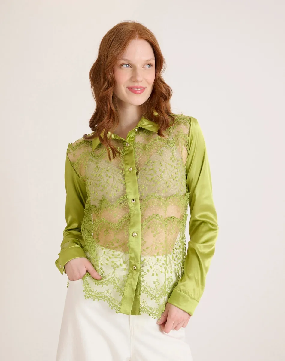 Женская блузка из прозрачной гипюровой ткани Naf Naf, светло-зеленый
Женская блузка из прозрачной гипюровой ткани Naf Naf, светло-зеленый