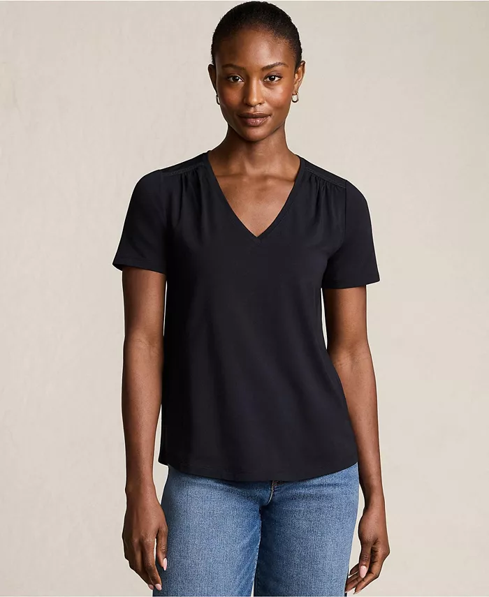 Женская легкая футболка из джерси с коротким рукавом и сборками на плечах Lands' End, черный
Женская легкая футболка из джерси с коротким рукавом и сборками на плечах Lands' End, черный