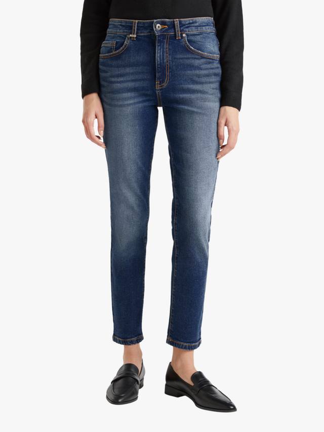 Джинсы slim fit с высокой талией Benetton, синий 
Джинсы slim fit с высокой талией Benetton, синий