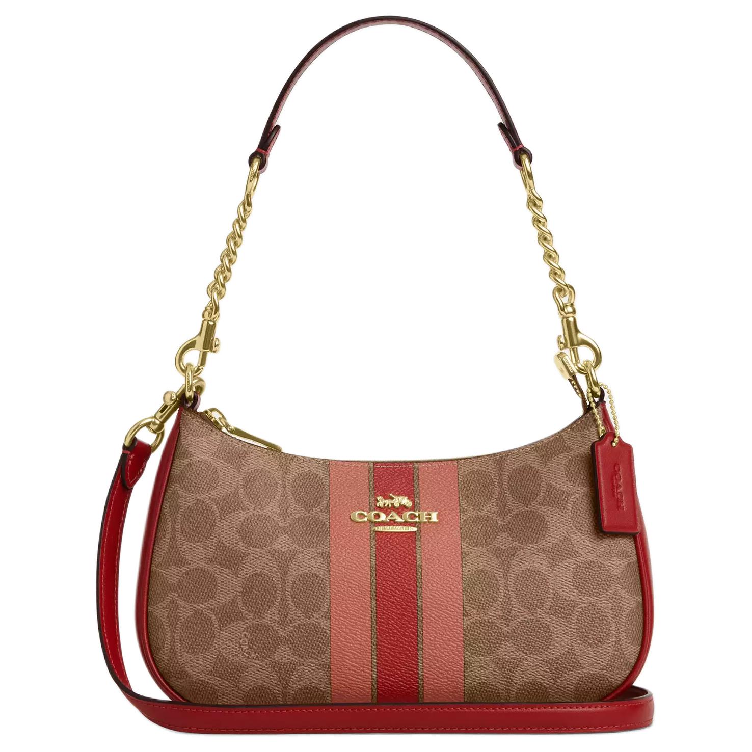 COACH Терри Тканевая Сумка через плечо среднего размера для женщин в коричневом и красном цветах 
COACH Терри Тканевая Сумка через плечо среднего размера для женщин в коричневом и красном цветах
