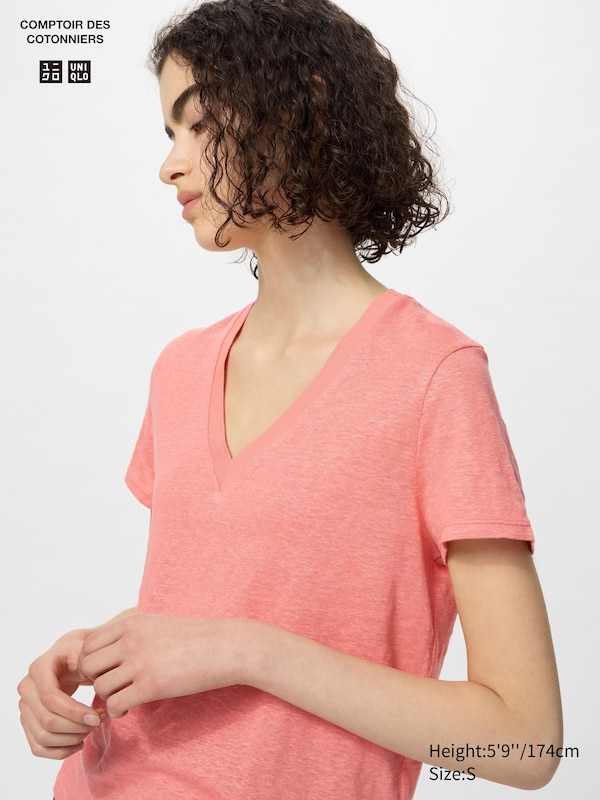 Футболка из льна с v-образным вырезом Uniqlo, розовый
Футболка из льна с v-образным вырезом Uniqlo, розовый