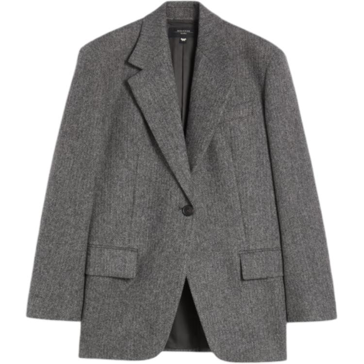 Блейзер однобортный с узором «елочка» WEEKEND MaxMara, серый
Блейзер однобортный с узором «елочка» WEEKEND MaxMara, серый