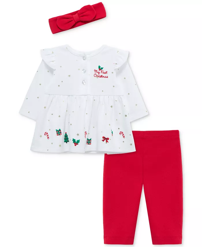 Детский хлопковый комплект для девочек My 1st Christmas: туника, повязка на голову и леггинсы, 3 предмета Little Me
Детский хлопковый комплект для девочек My 1st Christmas: туника, повязка на голову и леггинсы, 3 предмета Little Me