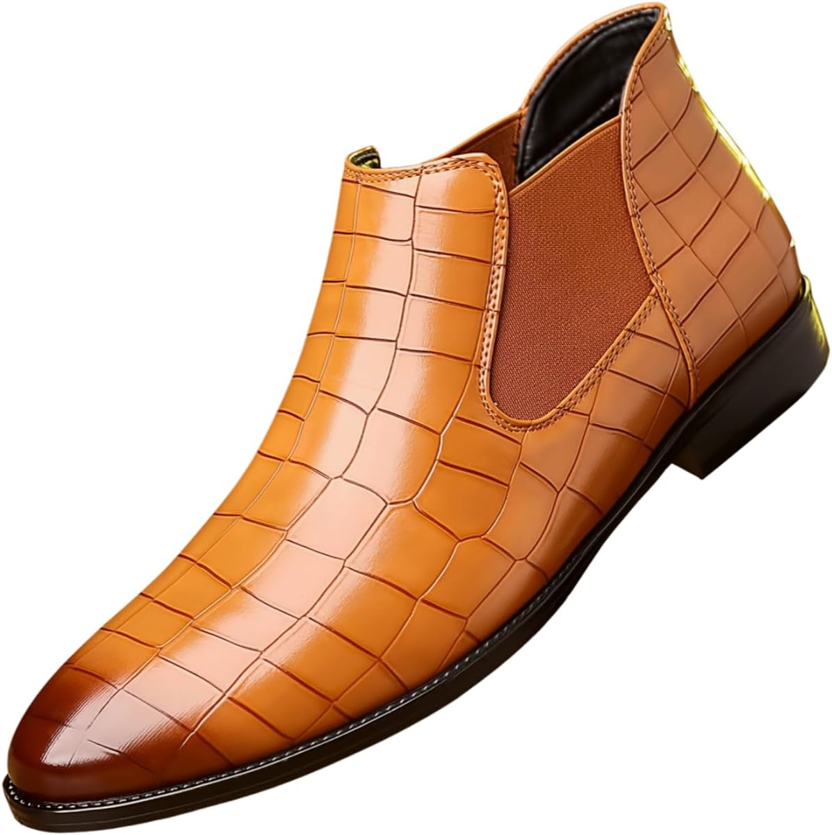 Мужские кожаные ботинки Chelsea Santimon, ботинки-слипоны с узором под крокодила, с эластичными боковыми вставками, коричневый
Мужские кожаные ботинки Chelsea Santimon, ботинки-слипоны с узором под крокодила, с эластичными боковыми вставками, коричневый