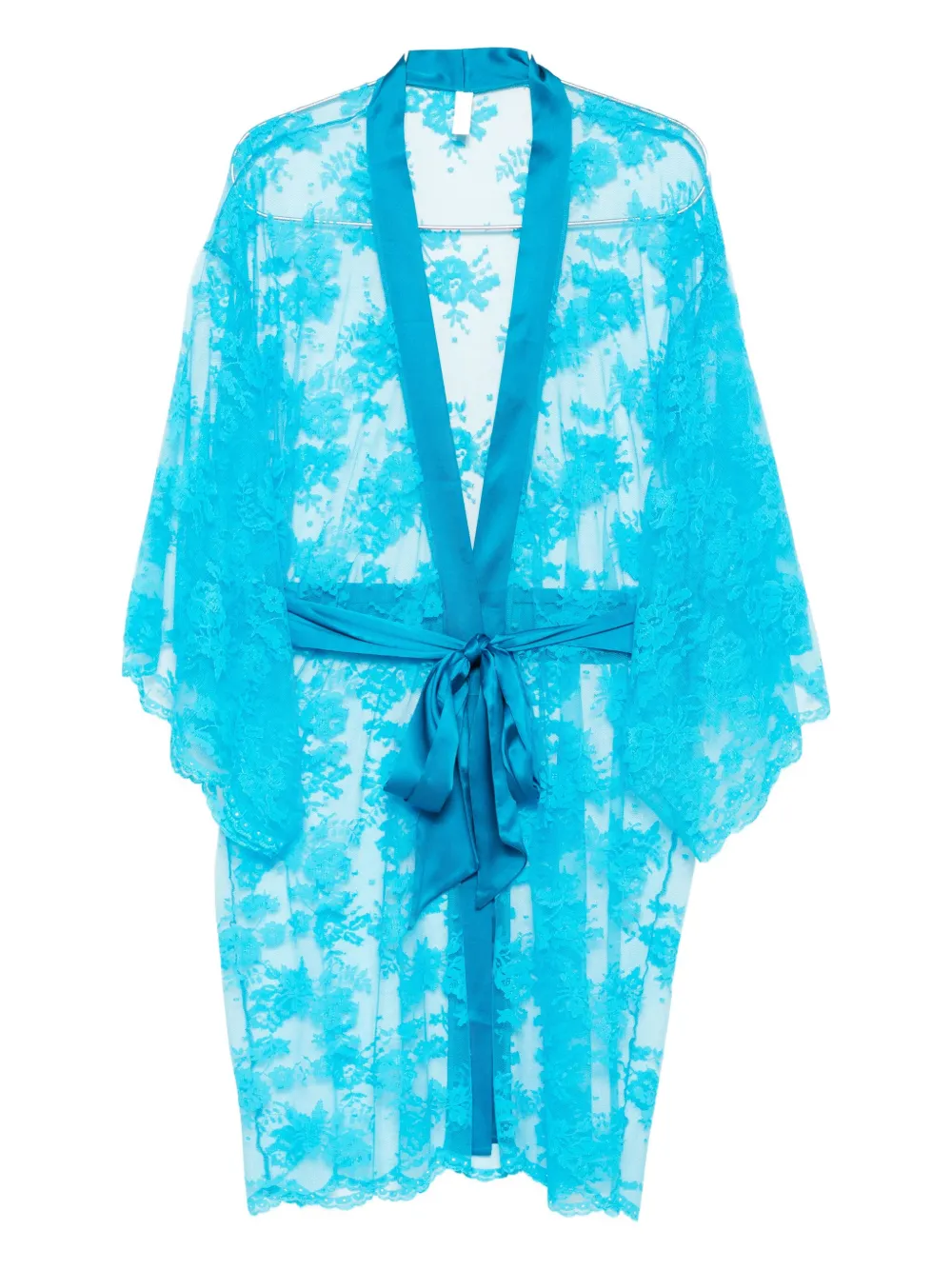 Халат из кружевного атласа с талией Dolci Follie, синий
Халат из кружевного атласа с талией Dolci Follie, синий