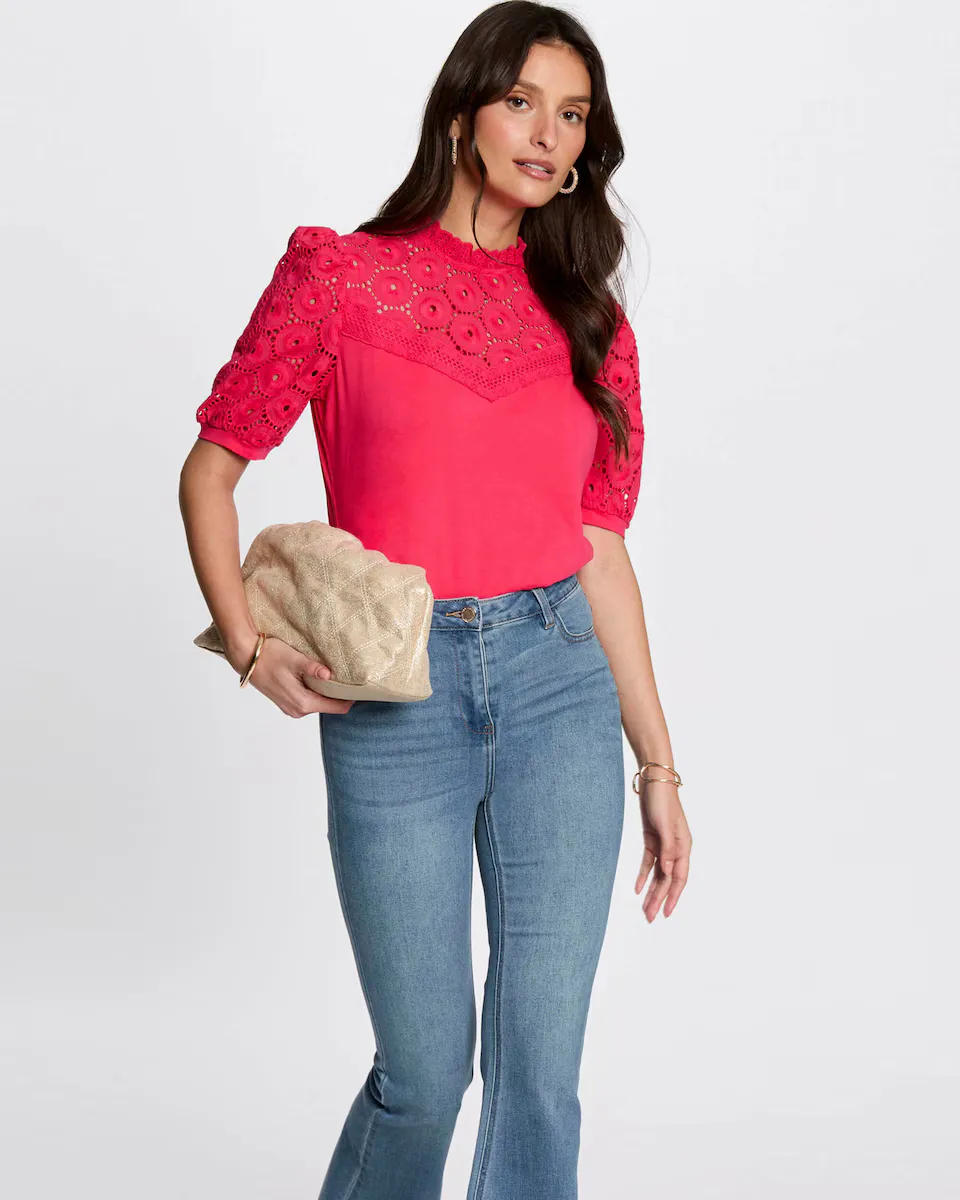 Женская футболка с коротким рукавом и вышивкой Morgan, розовый
Женская футболка с коротким рукавом и вышивкой Morgan, розовый