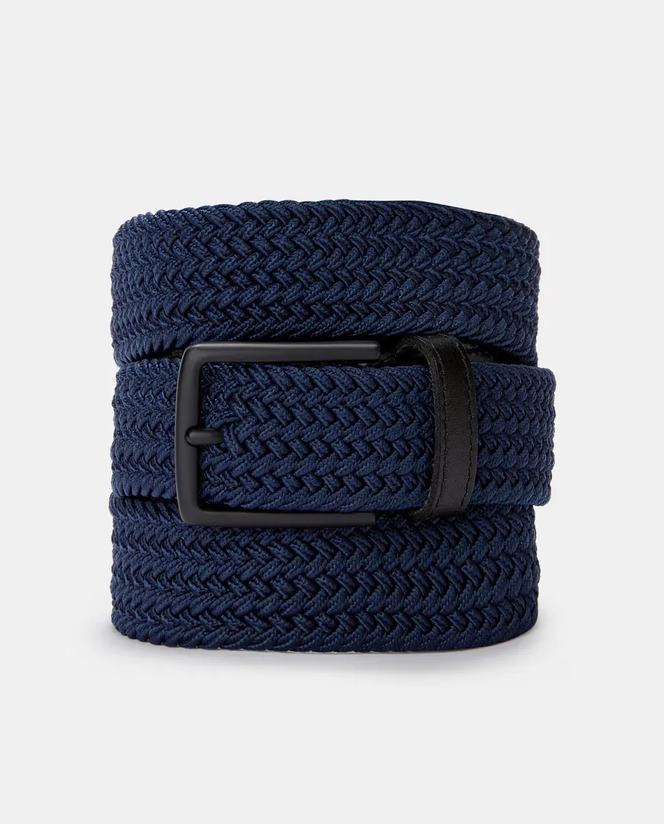 Эластичный мужской ремень с кожаной отделкой Dustin, темно-синий 
Эластичный мужской ремень с кожаной отделкой Dustin, темно-синий