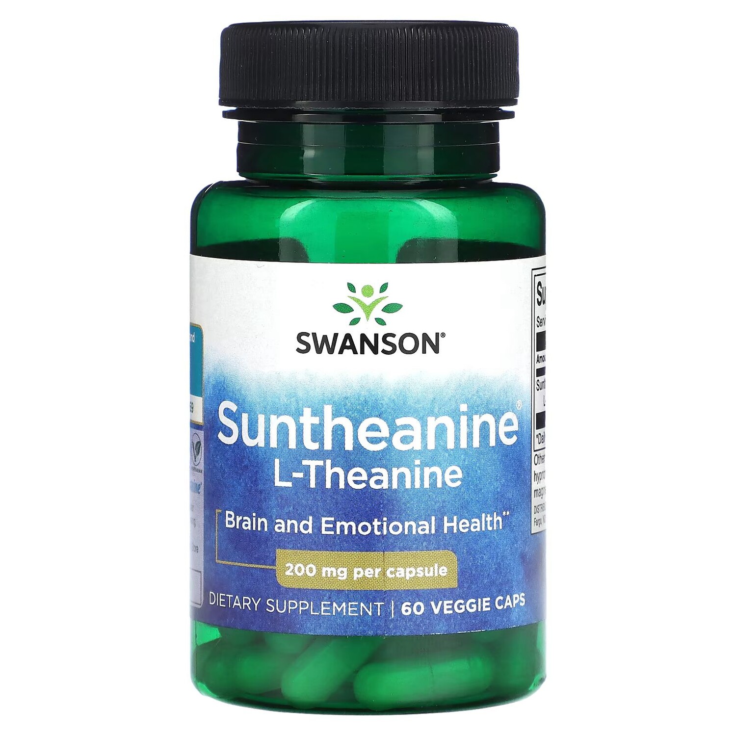 Suntheanine L-Theanine, 200 мг, 60 растительных капсул Swanson 
Suntheanine L-Theanine, 200 мг, 60 растительных капсул Swanson