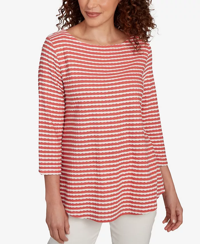 Миниатюрный топ в полоску с фестончатой текстурой Ruby Rd., красный
Миниатюрный топ в полоску с фестончатой текстурой Ruby Rd., красный