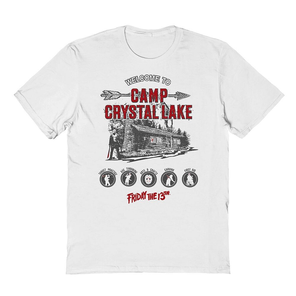 Мужская футболка с графическим рисунком Camp Crystal Lake Licensed Character, белый 
Мужская футболка с графическим рисунком Camp Crystal Lake Licensed Character, белый