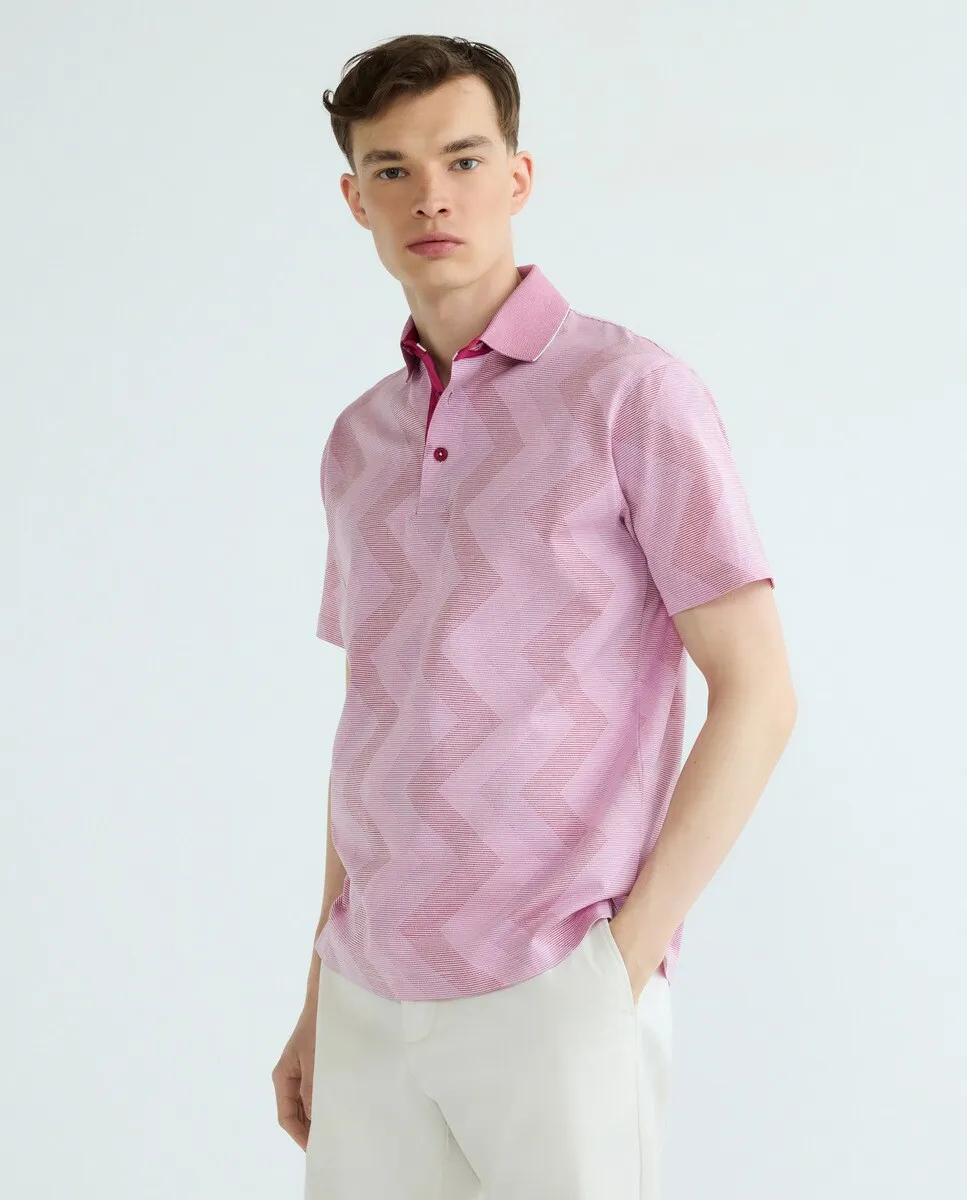 Мужская рубашка-поло с короткими рукавами из жаккарда, без кармана Mirto, фуксия
Мужская рубашка-поло с короткими рукавами из жаккарда, без кармана Mirto, фуксия
