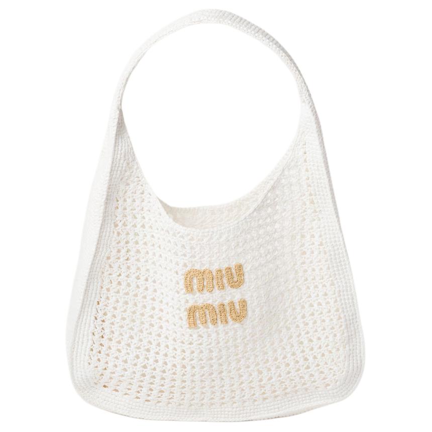 MIU MIU Сумка-сердце из смесовой ткани с рафией 
MIU MIU Сумка-сердце из смесовой ткани с рафией