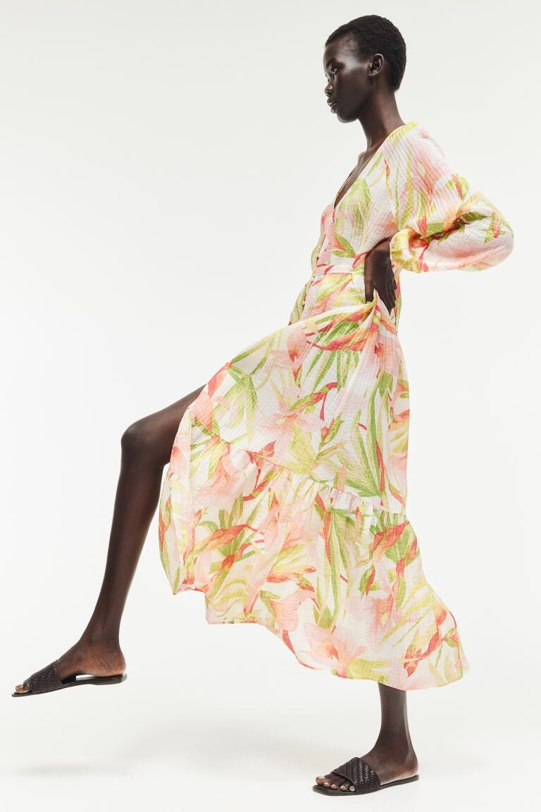 Платье из крепа с поясом H&M, белый
Платье из крепа с поясом H&M, белый