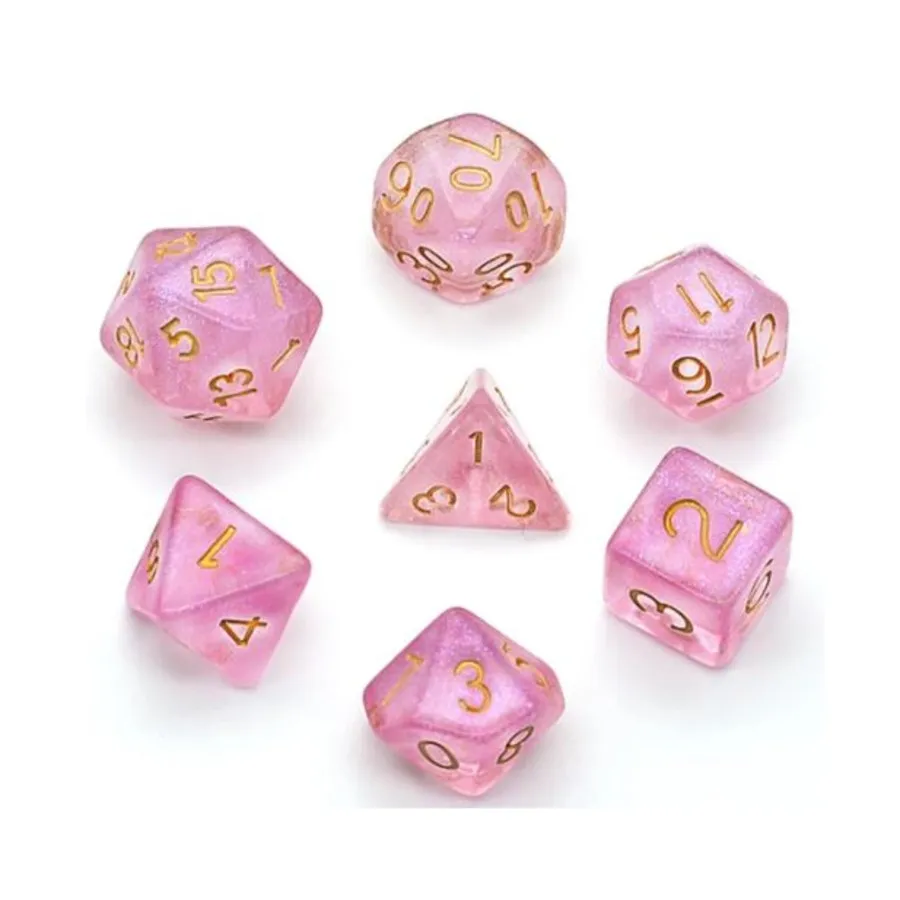 Набор Poly — розовый мерцающий с золотом (7), Dice Sets - Resin/Acrylic - Red, Orange, Yellow, & Pink (Foam Brain Games)
Набор Poly — розовый мерцающий с золотом (7), Dice Sets - Resin/Acrylic - Red, Orange, Yellow, & Pink (Foam Brain Games)