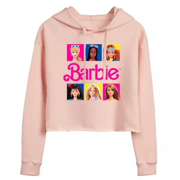 Укороченная толстовка с капюшоном «Портреты кукол» для юниоров Barbie, розовый 
Укороченная толстовка с капюшоном «Портреты кукол» для юниоров Barbie, розовый