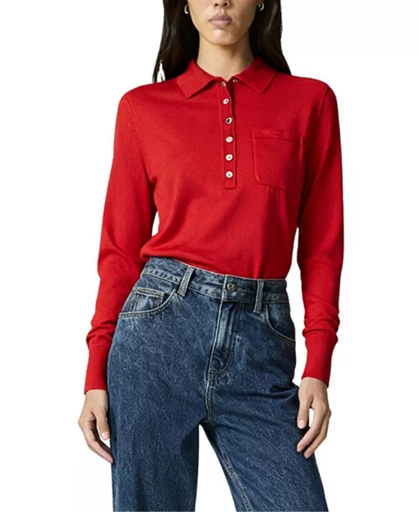 Свободный вязаный свитер-поло Nocturne, красный
Свободный вязаный свитер-поло Nocturne, красный