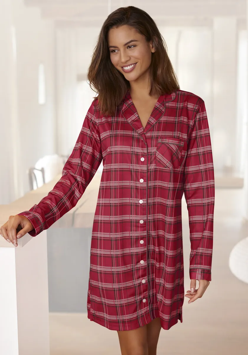 Ночная рубашка H.I.S из фланели в клеточку, красный
Ночная рубашка H.I.S из фланели в клеточку, красный