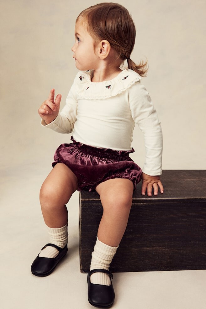 Хлопковое боди с воротником H&M, белый
Хлопковое боди с воротником H&M, белый