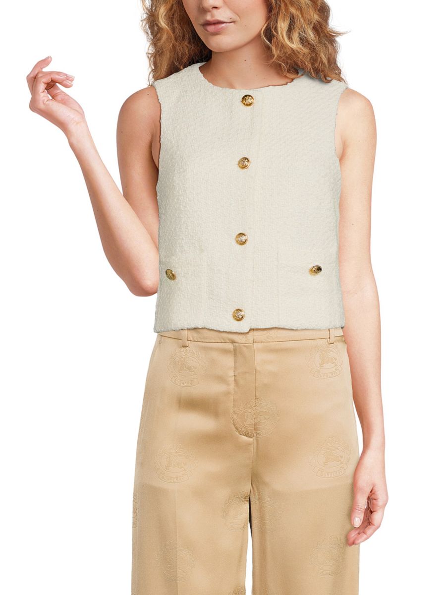 Короткий жилет на пуговицах из твида Felicia 4th & Reckless, белый
Короткий жилет на пуговицах из твида Felicia 4th & Reckless, белый