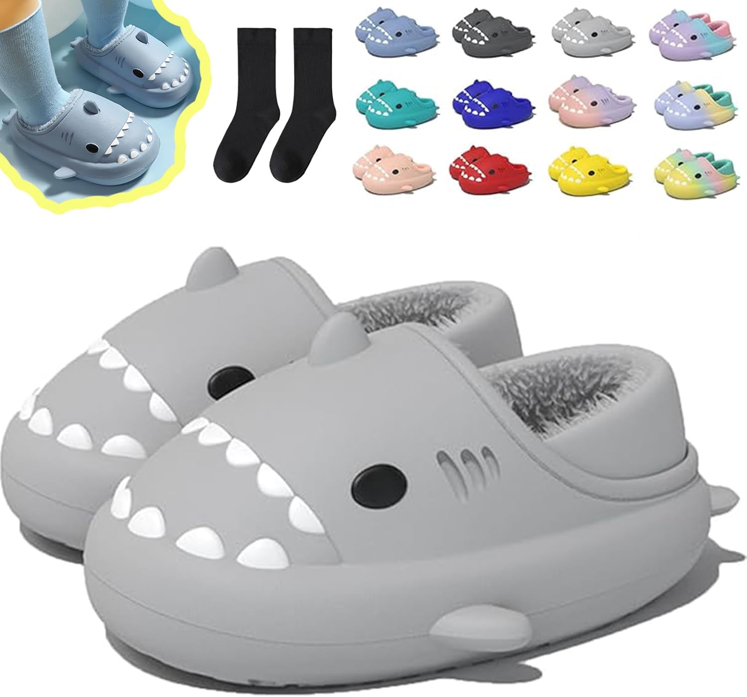 Зимние тапочки в виде акулы, тапочки с акулой со съемной плюшевой подкладкой, теплые зимние плюшевые удобные нескользящие шлепанцы Generic, серый
Зимние тапочки в виде акулы, тапочки с акулой со съемной плюшевой подкладкой, теплые зимние плюшевые удобные нескользящие шлепанцы Generic, серый