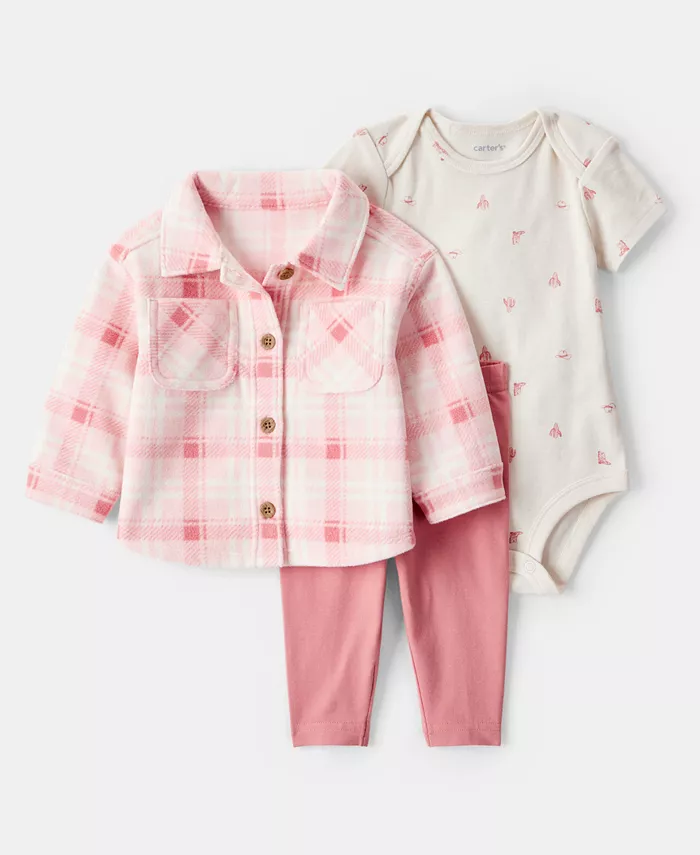 Флисовая куртка в клетку для девочек, боди с принтом и штаны, комплект из 3 предметов Carter's, розовый
Флисовая куртка в клетку для девочек, боди с принтом и штаны, комплект из 3 предметов Carter's, розовый