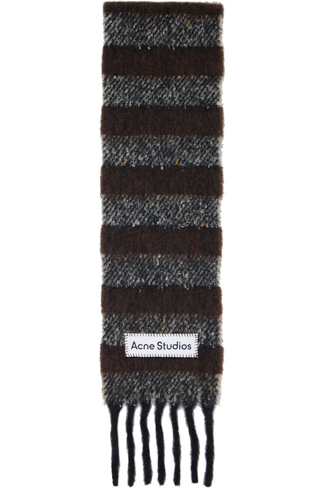 Acne Studios Узкий шерстяной шарф коричневого и серого цвета с бахромой
Acne Studios Узкий шерстяной шарф коричневого и серого цвета с бахромой
