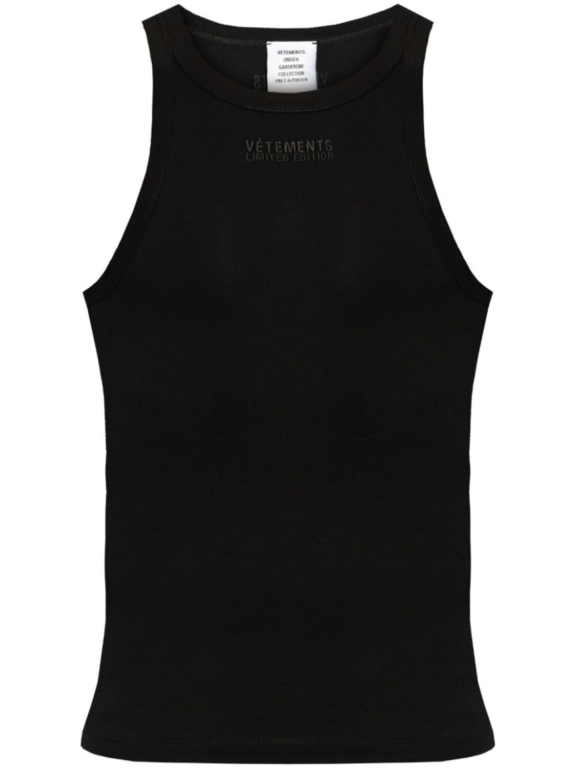 Майка из эластичного хлопка с вышитым логотипом VETEMENTS, черный
Майка из эластичного хлопка с вышитым логотипом VETEMENTS, черный