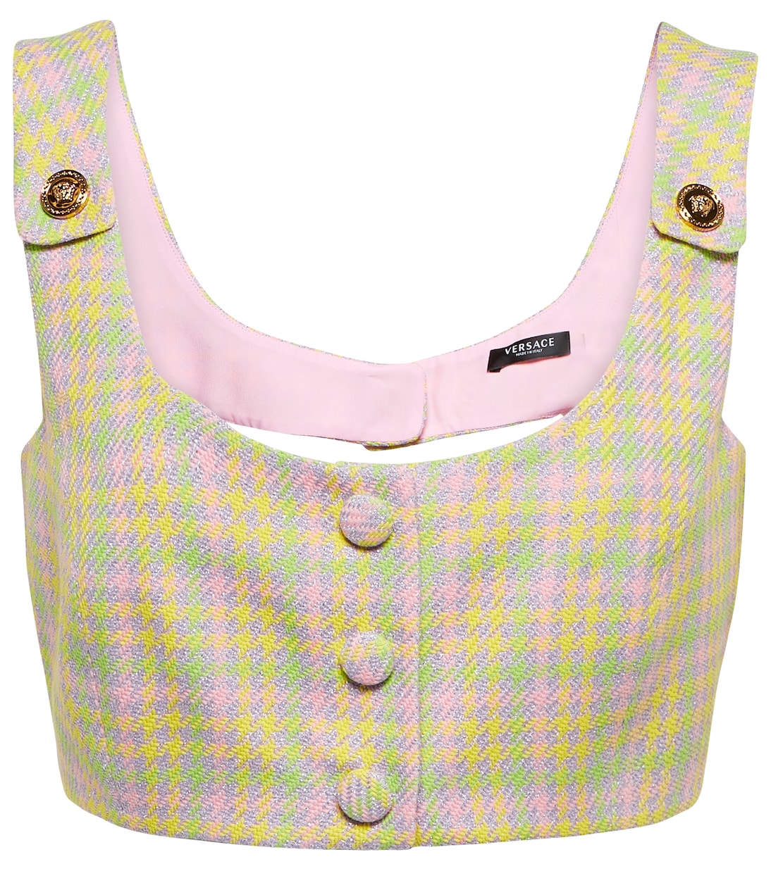 Укороченный твидовый топ с принтом Медуза Versace, Pineapple+Multicolor
Укороченный твидовый топ с принтом Медуза Versace, Pineapple+Multicolor