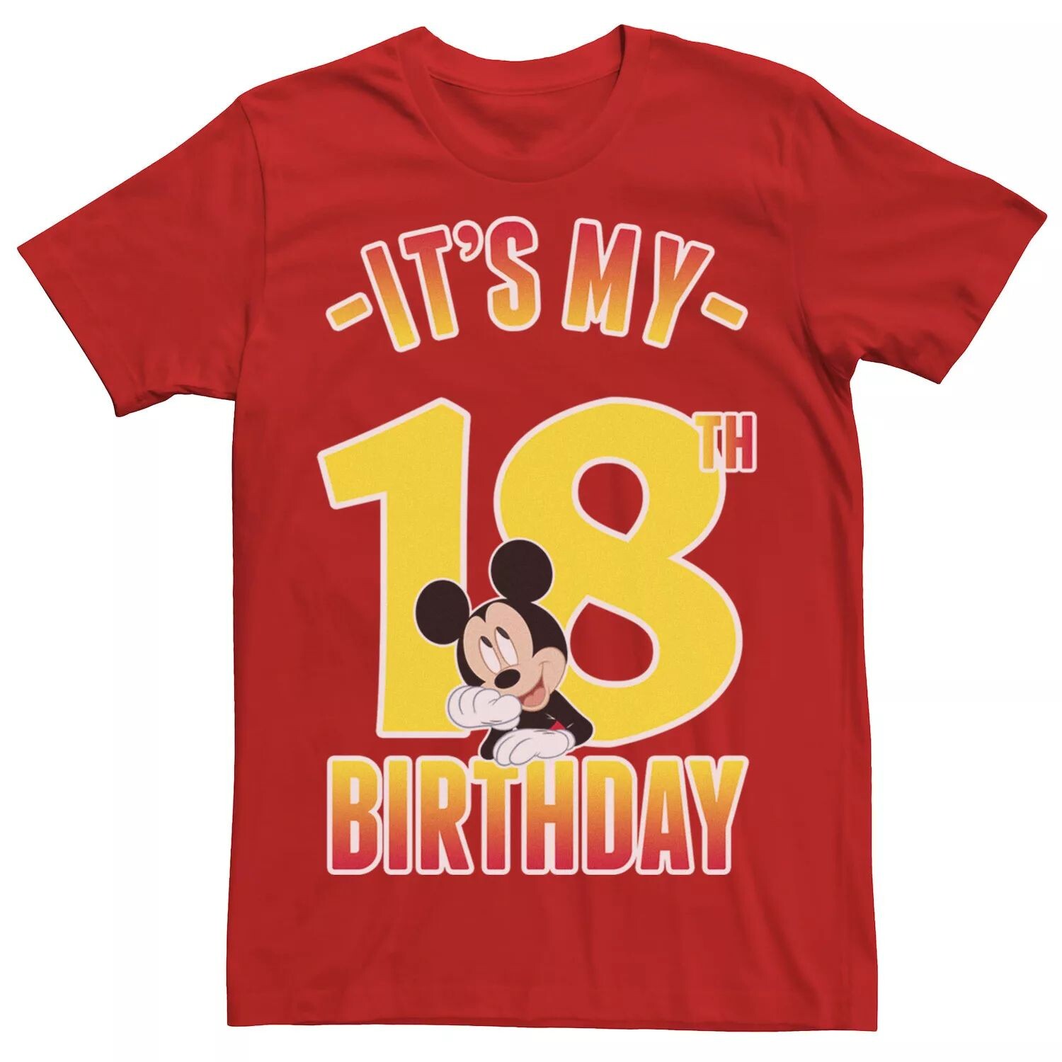 Мужская футболка с градиентным портретом Disney Mickey Mouse It's My 18th Birthday Licensed Character
Мужская футболка с градиентным портретом Disney Mickey Mouse It's My 18th Birthday Licensed Character