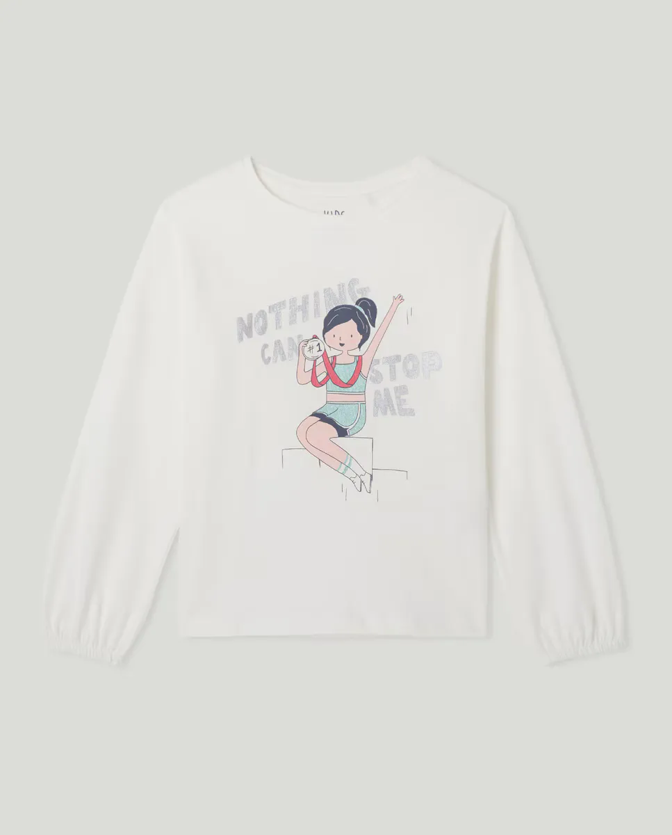 Футболка с длинными рукавами с позиционными куклами для девочек Kids El Corte Inglés, белый 
Футболка с длинными рукавами с позиционными куклами для девочек Kids El Corte Inglés, белый