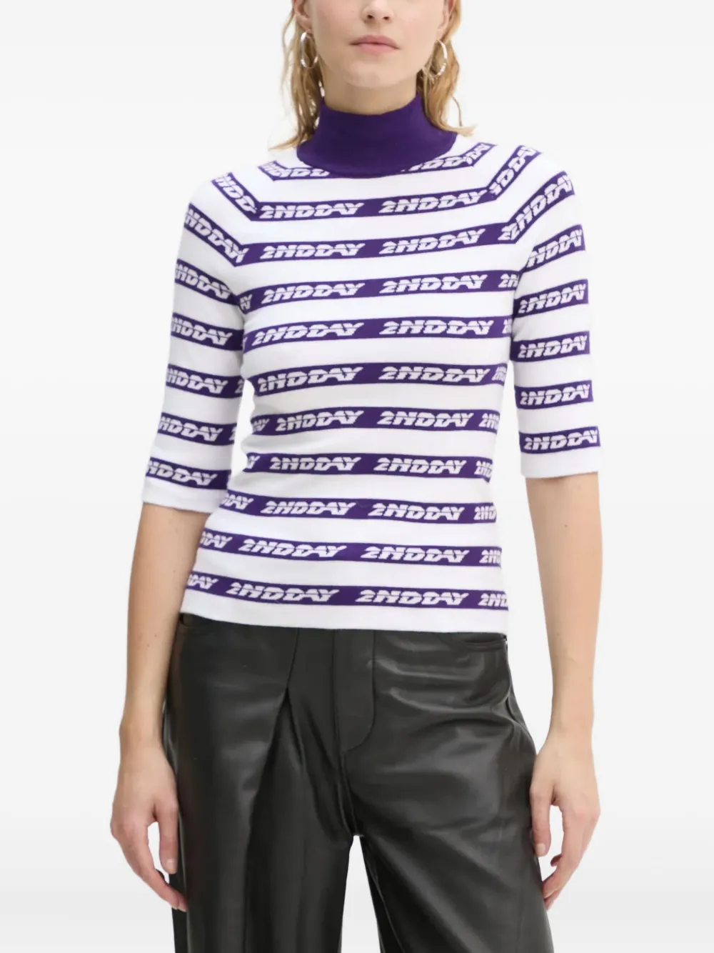 Вязаное изделие в полоску с воротником-гольф Day Birger Et Mikkelsen, белый
Вязаное изделие в полоску с воротником-гольф Day Birger Et Mikkelsen, белый