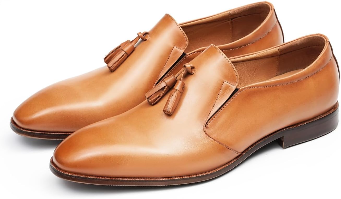 Мужские лоферы Santimon с кисточками без застежки - туфли Penny из натуральной кожи, классическая формальная обувь для делового стиля, свадеб и повседневных мероприятий, Tan
Мужские лоферы Santimon с кисточками без застежки - туфли Penny из натуральной кожи, классическая формальная обувь для делового стиля, свадеб и повседневных мероприятий, Tan