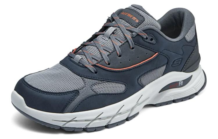 Прочные дышащие низкие повседневные кроссовки мужские сине-серые Skechers 
Прочные дышащие низкие повседневные кроссовки мужские сине-серые Skechers