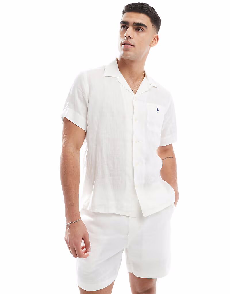 Polo Ralph Lauren icon logo короткий рукав льняная рубашка с воротником-стойкой классический свободный крой белого цвета CO-ORD
Polo Ralph Lauren icon logo короткий рукав льняная рубашка с воротником-стойкой классический свободный крой белого цвета CO-ORD