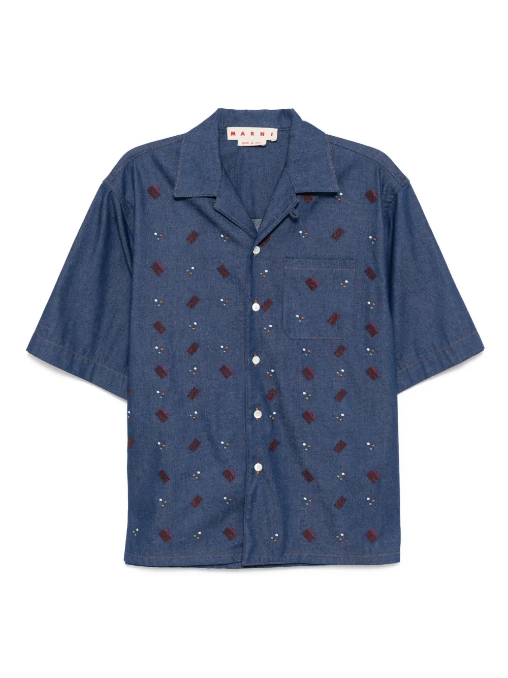 Рубашка с короткими рукавами и вышивкой Marni, синий
Рубашка с короткими рукавами и вышивкой Marni, синий