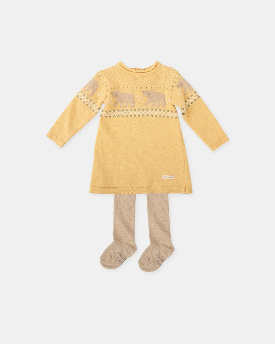 Комплект для малыша: платье с медвежатами цвета горчицы и колготки Tutto Piccolo
Комплект для малыша: платье с медвежатами цвета горчицы и колготки Tutto Piccolo