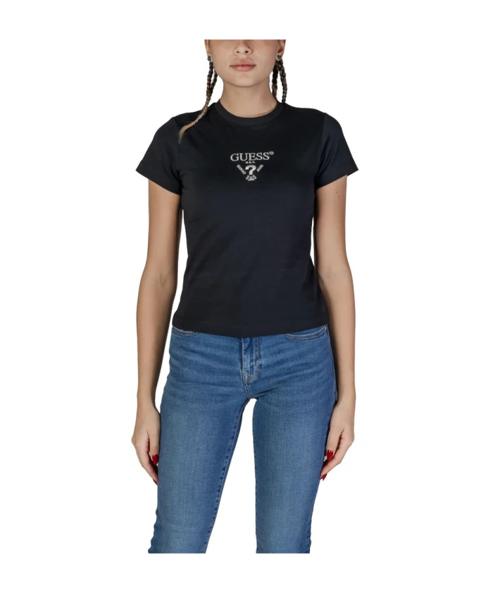 Черная хлопковая женская футболка Guess, черный
Черная хлопковая женская футболка Guess, черный