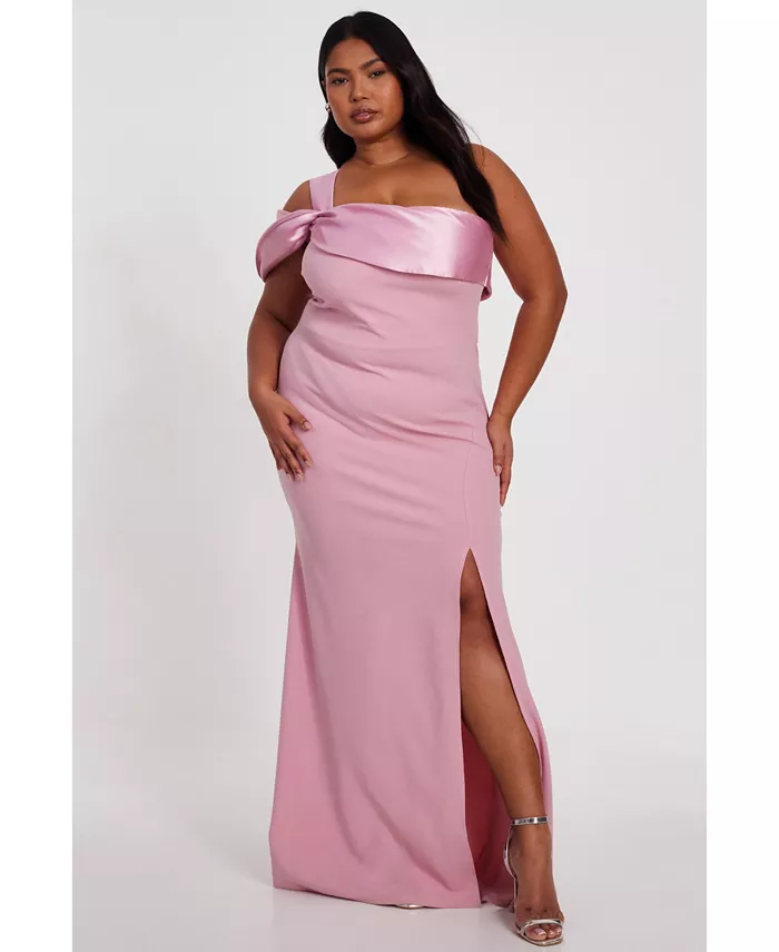 Платье макси из атласа/крепа "Scuba" большого размера на одно плечо QUIZ, розовый
Платье макси из атласа/крепа "Scuba" большого размера на одно плечо QUIZ, розовый