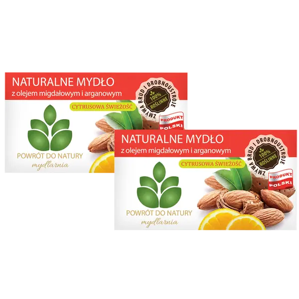 100% натуральное растительное мыло с маслом миндаля и арганы «Цитрусовая свежесть», 2 шт. Powrót Do Natury
100% натуральное растительное мыло с маслом миндаля и арганы «Цитрусовая свежесть», 2 шт. Powrót Do Natury