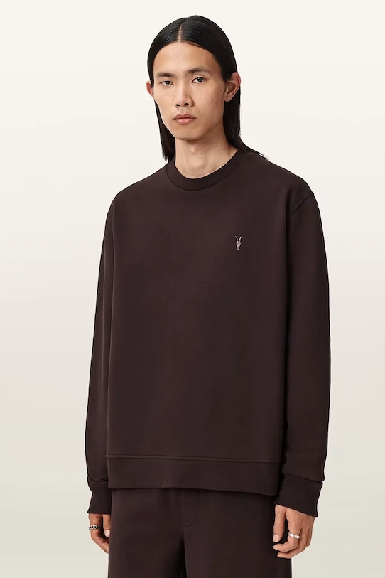 Хлопковая толстовка Allsaints, коричневый
Хлопковая толстовка Allsaints, коричневый