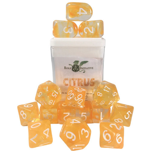 Аксессуары Role 4 Initiative R4I Dice w/Arch'd4: Diffusion - Citrus w/ White (15) 
Аксессуары Role 4 Initiative R4I Dice w/Arch'd4: Diffusion - Citrus w/ White (15)